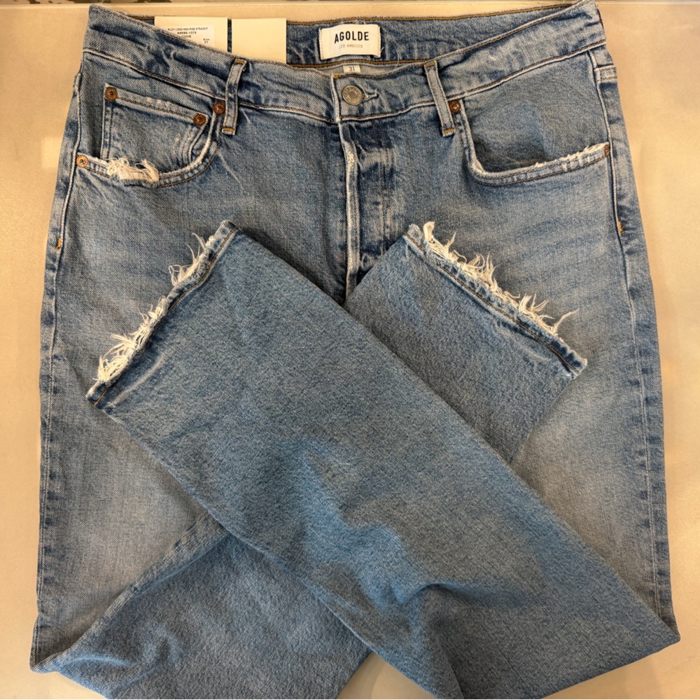 NWT Agolde Riley Long High Rise Straight Sz 31